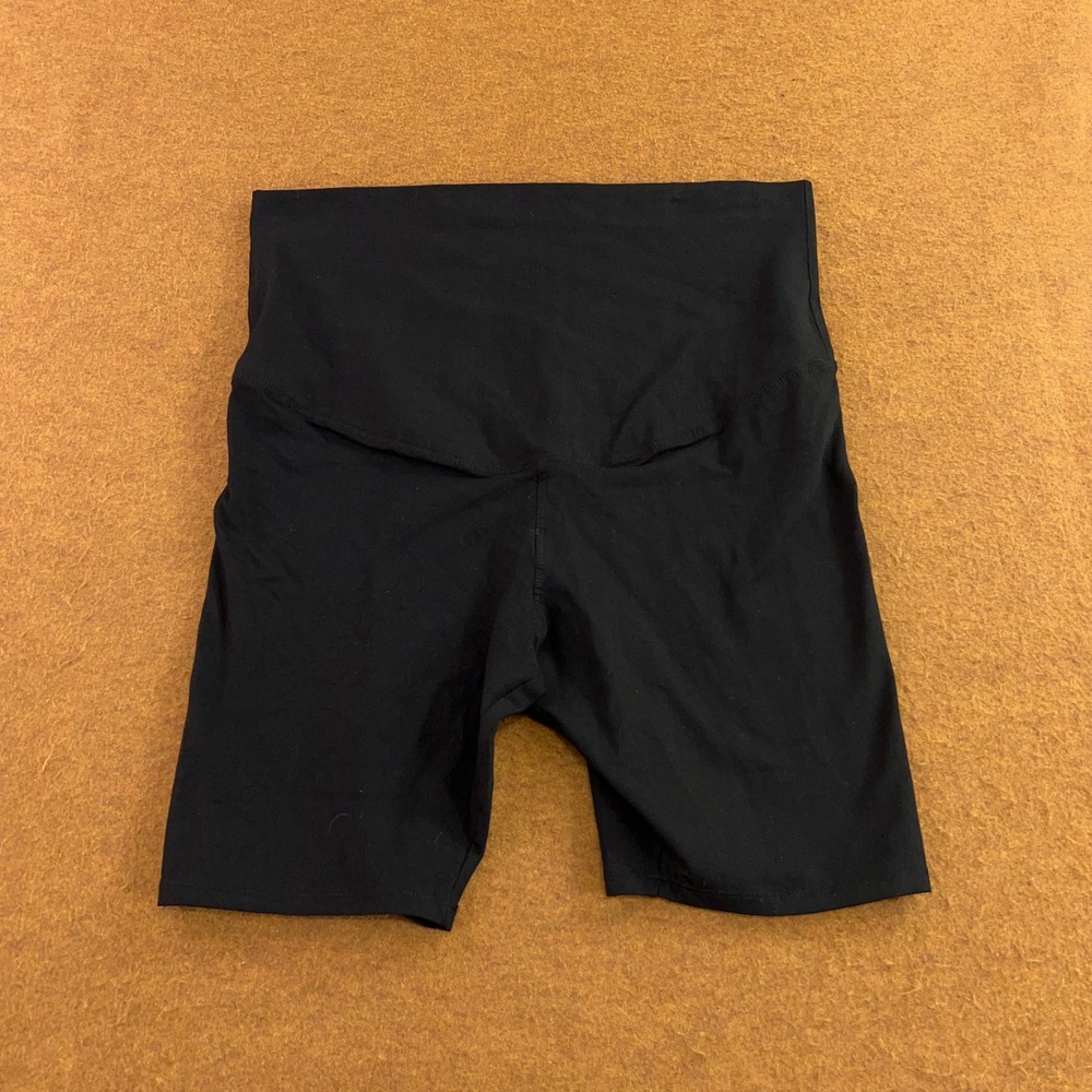H&M Mama Women XXL Black Cotton Blend High Waist Maternity Biker Shorts New